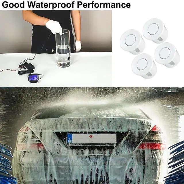 Alt view image 3 of 4 - KACEPAR 4 Sensors Car Parking Assistance Reversing Radar LED Display Sound Warning White, Car Reversing Radars System, Front/Rear LED Display 12V Car Vehicle Reverse Backup Radar System