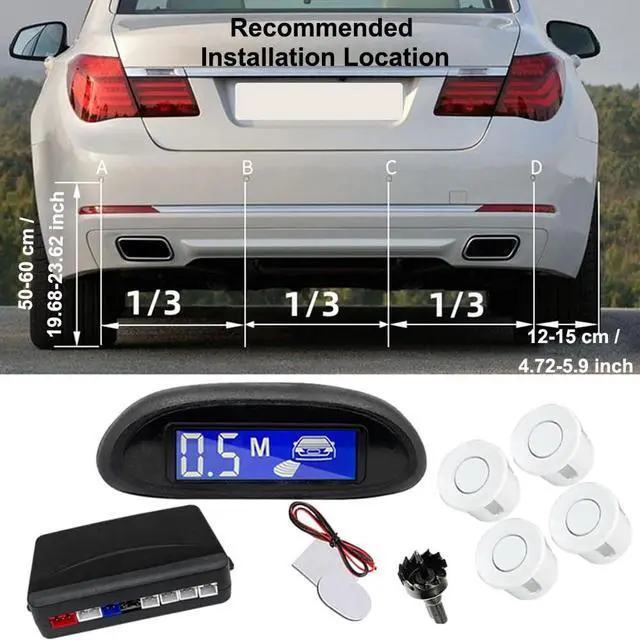 Alt view image 4 of 4 - KACEPAR 4 Sensors Car Parking Assistance Reversing Radar LED Display Sound Warning White, Car Reversing Radars System, Front/Rear LED Display 12V Car Vehicle Reverse Backup Radar System