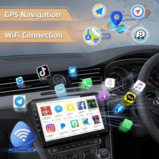 Alt view image 4 of 5 - 6+128G Car Stereo Radio for Honda Fit Jazz 2008-2013 10.1" Touch Screen Audio with CarPlay Android Auto Bluetooth GPS Navi Mirror Link WiFi EQ RDS Hi-Fi Backup Camera