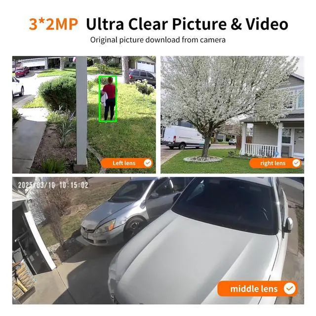 Alt view image 4 of 5 - ORAXIUM Triple Lens Outdoor Wireless Security Camera, Outdoor Cameras for Home Security, Color Night Vision, Outdoor Camera Two Way Audio for Home and Farm