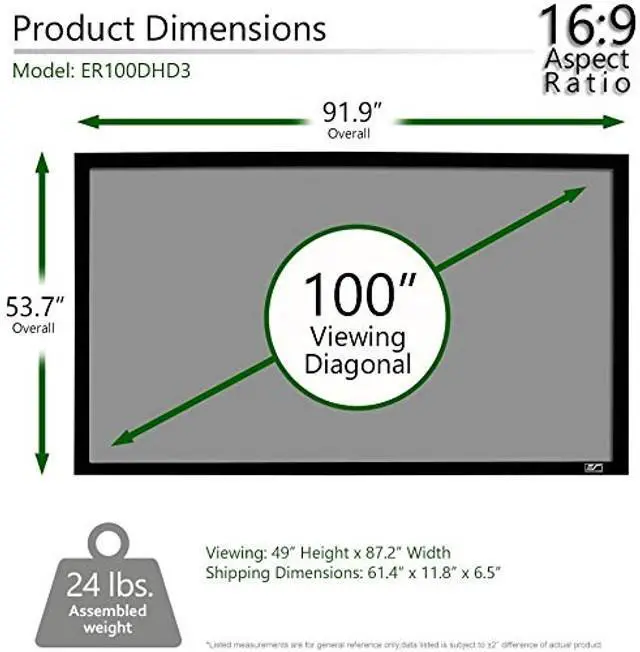 Alt view image 3 of 5 - Elite Screens Ceiling and Ambient Light Rejecting Fixed Frame Projector Screen Sable Frame CineGrey 3D, 100-inch Diagonal 16:9 for Home Theater, Movie and Office Presentations, ER100DHD3