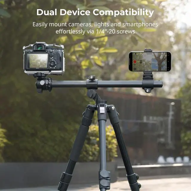 Alt view image 3 of 5 - SmallRig CT25 64.5"/164cm Horizontal Overhead Tripod for iPhone & Camera, with Phone Holder & Carrying Bag, 22lb Max Load Aluminum Lightweight Camera Tripod for Overhead Shots/Live Streaming