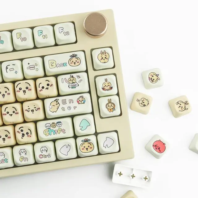 Alt view image 2 of 5 - Hyekit PBT Keycaps MOA Profile Chiikawa Usagi Cute Keycaps 136 Keys Dye-Sublimation Kawaii Keycap Set for Cherry MX Magnetic Switches Mechanical Keyboard