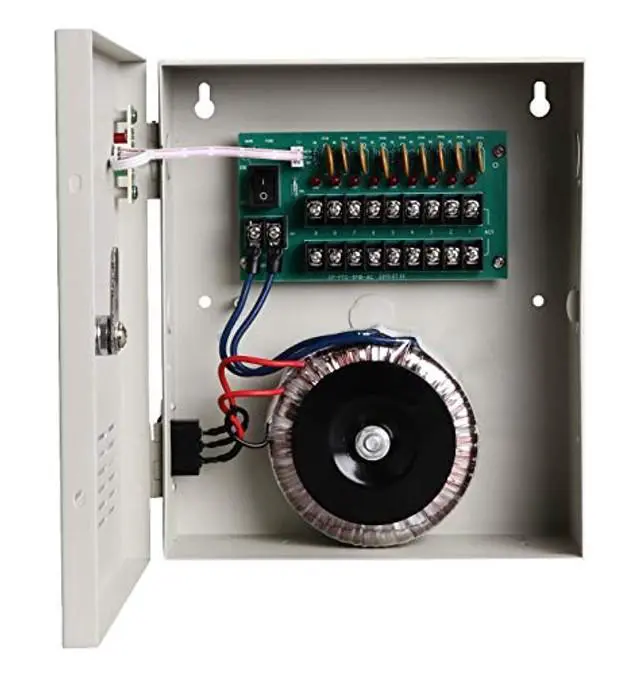 Alt view image 4 of 4 - EVERSECU 9 Channel AC 24V 5 Amp Reset Fuse CCTV DC Distributed Power Box with AC Plug and Lock for Security Cameras, DVRs, CCTV Power Supply