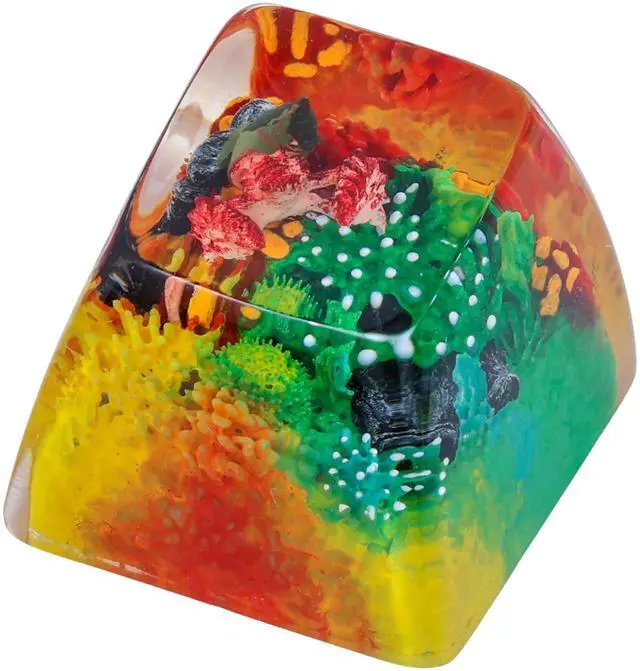 Main image of Handmade Resin Artisan Keycap Coral Reef Ocean Theme with Sea Creatures 1U ESC Key Cherry MX Mechanical Keyboard Compatible 3D Mini Aquarium Design (Hermit Crab)