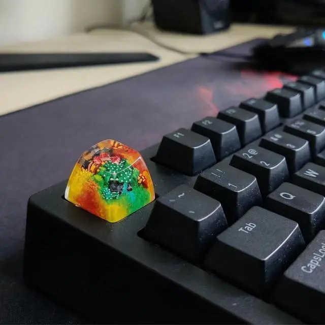 Alt view image 3 of 5 - Handmade Resin Artisan Keycap Coral Reef Ocean Theme with Sea Creatures 1U ESC Key Cherry MX Mechanical Keyboard Compatible 3D Mini Aquarium Design (Hermit Crab)
