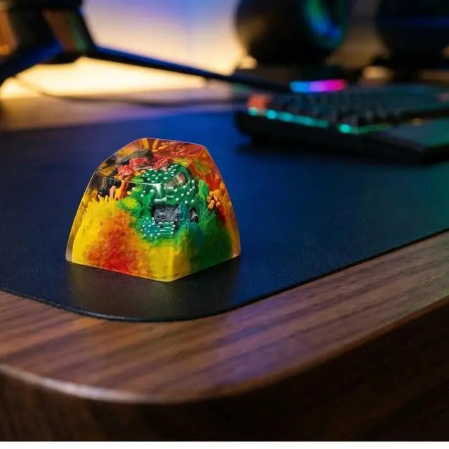 Alt view image 4 of 5 - Handmade Resin Artisan Keycap Coral Reef Ocean Theme with Sea Creatures 1U ESC Key Cherry MX Mechanical Keyboard Compatible 3D Mini Aquarium Design (Hermit Crab)