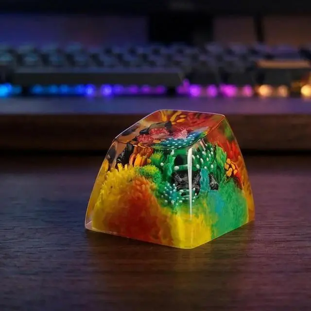 Alt view image 5 of 5 - Handmade Resin Artisan Keycap Coral Reef Ocean Theme with Sea Creatures 1U ESC Key Cherry MX Mechanical Keyboard Compatible 3D Mini Aquarium Design (Hermit Crab)