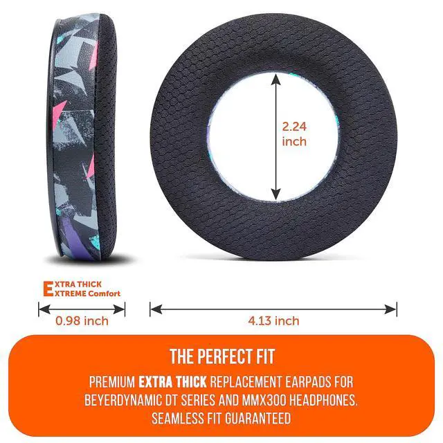 Alt view image 5 of 5 - WC Freeze DT770 - Cooling Gel Ear Pads for Beyerdynamic DT770, DT990, DT880, MMX300, DT1770, DT1990 Headphones ^^ Sport Fabric Exterior, Noise Isolation, Enhanced Foam, Cooler for Longer ^^ 90's Black