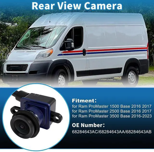 Alt view image 2 of 5 - HEROFFIX Rear View Camera for Ram ProMaster 1500 2500 Base 2016 2017 for ProMaster 3500 Base 2016-2023 Park Assist Backup Reverse Camera Replace No.68284643AC/68284643AA/68284643AB