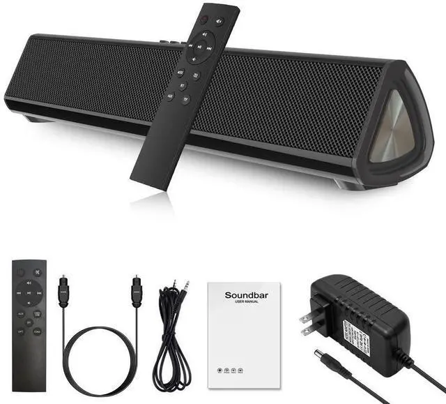 Main image of Guppy Sound Bar 15.7 Inch Soundbar for Smart TV Speaker with USB/AUX Connectivity, PC Desktop Speaker, Stereo Wireless Computer Bar Speaker, Subwoofer, for TV/Desktop/Laptop (Black)