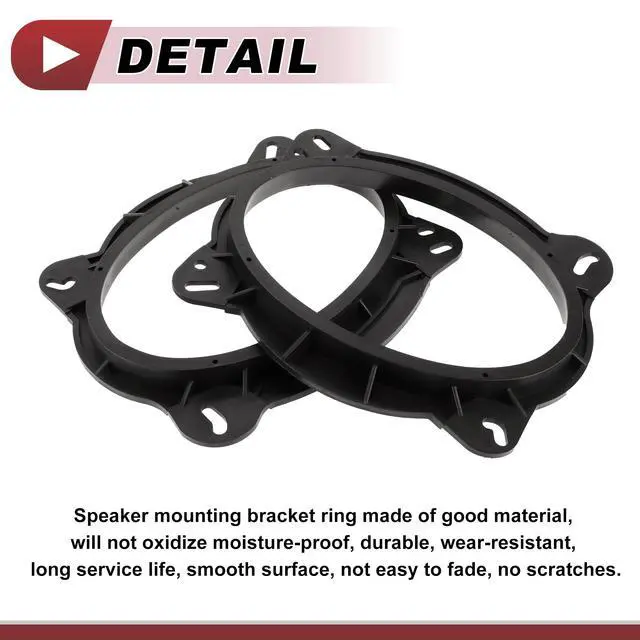 Alt view image 4 of 5 - HEROFFIX 2 Pcs Audio Coaxial Speaker Speaker Spacer Ring Tweeter Speaker Spacer Adaptor for Toyota Tundra 2007-2021 Front Speaker Subwoofer Mounting Spacer Bracket Ring Black ABS