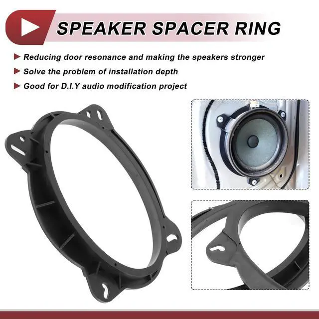 Alt view image 3 of 5 - HEROFFIX 2 Pcs Audio Coaxial Speaker Speaker Spacer Ring Tweeter Speaker Spacer Adaptor for Toyota Tundra 2007-2021 Front Speaker Subwoofer Mounting Spacer Bracket Ring Black ABS