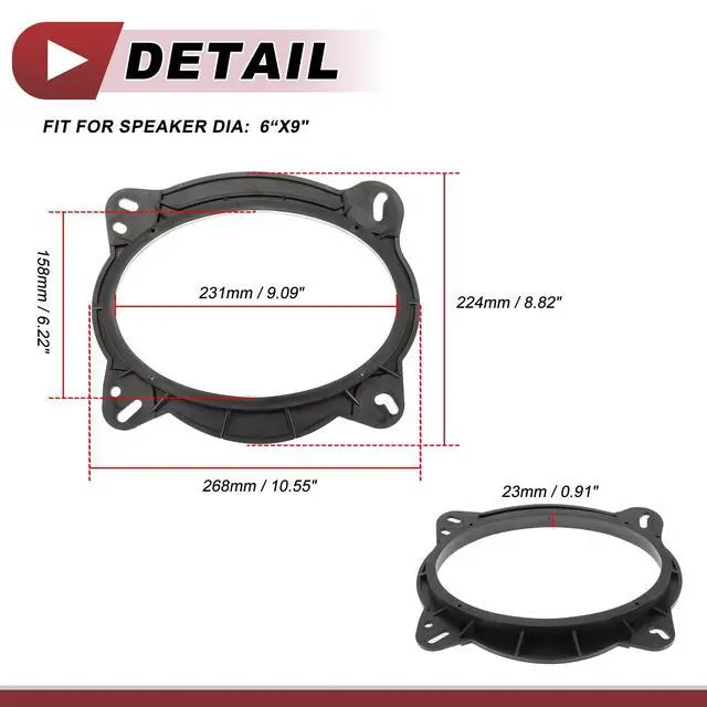 Alt view image 5 of 5 - HEROFFIX 2 Pcs Audio Coaxial Speaker Speaker Spacer Ring Tweeter Speaker Spacer Adaptor for Toyota Tundra 2007-2021 Front Speaker Subwoofer Mounting Spacer Bracket Ring Black ABS