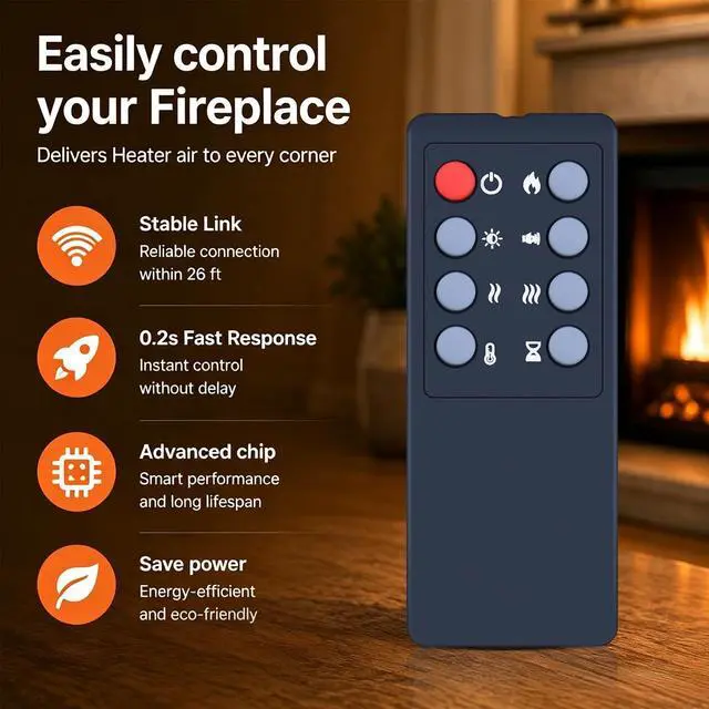 Alt view image 2 of 5 - MOVHEIYL Replacement Remote Control for PuraFlame 24" 27" Free Standing Electric Fireplace EF511A EF512A