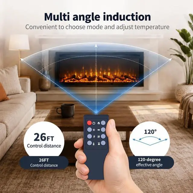 Alt view image 4 of 5 - MOVHEIYL Replacement Remote Control for PuraFlame 24" 27" Free Standing Electric Fireplace EF511A EF512A