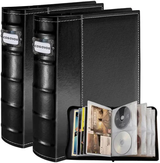 Main image of PUTNATRUE CD DVD Storage Binder 2 Pack, Holds 112 Discs and 56 Booklets with Tag Slots, Media Organizer for Blu ray Movie, Music, Video Games, Home Collection and Car Travel (White Pages)