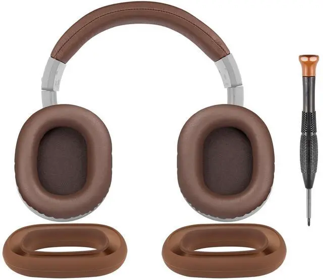 Main image of SOULWIT Ear Pads Cushions + Headband + Silicone Earpads Cover Protector, Replacement Kit for Audio Technica ATH M40, M40X Headphones, Replacement Headstrap Pad & Earpads Repair Part (Coffee)
