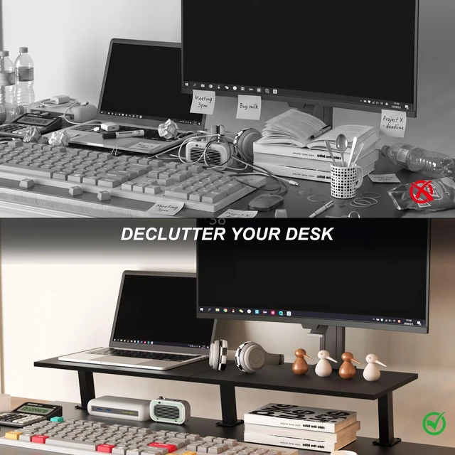 Alt view image 5 of 5 - Gaxomo 30-Inch Desktop Clamp-on Shelf & Monitor Riser, 2-in-1 Reversible Design Fits Either Side of Desk, C-Clamp for Stability, Holds 44 lbs, for Gaming PC, Console & Office Setup