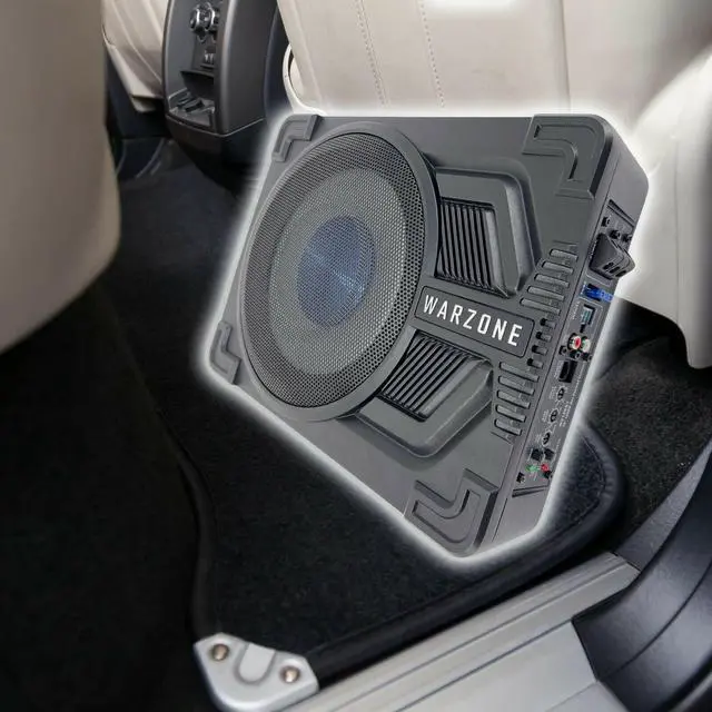 Alt view image 2 of 5 - Gravity Warzone WZ100ST 10" Pro Audio Active Compact Under Seat Slim Aluminum 1000 Watts 4 Ohm Subwoofer Powerful Loud Speaker with Bass Volume Control Knob