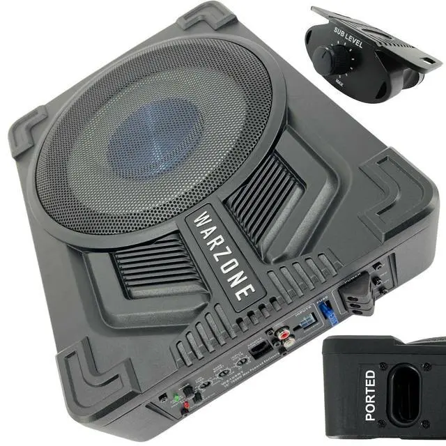 Alt view image 3 of 5 - Gravity Warzone WZ100ST 10" Pro Audio Active Compact Under Seat Slim Aluminum 1000 Watts 4 Ohm Subwoofer Powerful Loud Speaker with Bass Volume Control Knob
