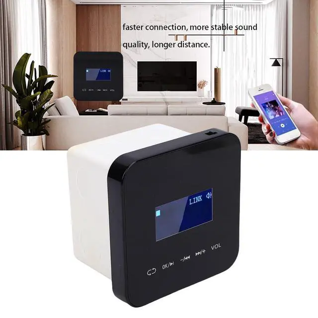 Alt view image 2 of 5 - PUSOKEI 2 Channel Wall Amplifier, 5.0 Wall Music Amplifier with 1.7" LCD Display & Remote Control, Wireless IR Remote, Support MP3 WMA WAV AAC APE, for Home Audio (Black)