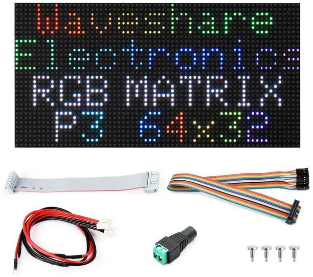 Main image of Waveshare RGB Full-Color LED Matrix Panel, 3mm Pitch, 64 32 Pixels, Adjustable Brightness, GOB Version
