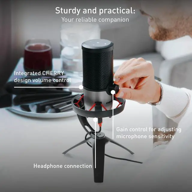 Alt view image 5 of 5 - Cherry UM 6.0 Advanced, USB Microphone for Streaming, Podcasting & Home Office Use, 2 Polar Patterns, Shock Mount, Compatible with PC/Mac/PS4/PS5, Black/Silver