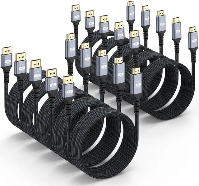 Main image of MOSIMLI 4K DisplayPort to HDMI Cable 10FT, 10-Pack, Support 4K@30Hz, 2K@60Hz, 1080p@120Hz, Nylon Braided DP to HDMI Uni-Directional Cord for Computer, Monitor, Graphics Card, HDTV, Projector