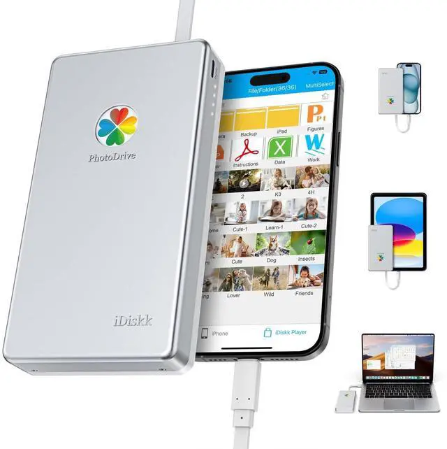 Main image of iDiskk 500GB Apple Certified External Hard Drive for iPhone iPad Android Phone MacBook Computer, Auto Backup Photos Videos Files, for iPhone 15/16/17