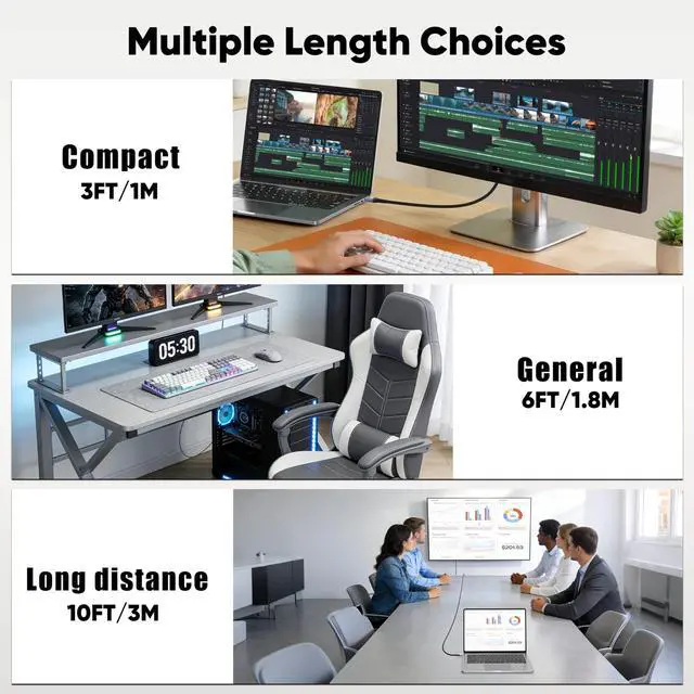 Alt view image 5 of 5 - MOSIMLI 4K DisplayPort to HDMI Cable 10FT, 10-Pack, Support 4K@30Hz, 2K@60Hz, 1080p@120Hz, Nylon Braided DP to HDMI Uni-Directional Cord for Computer, Monitor, Graphics Card, HDTV, Projector