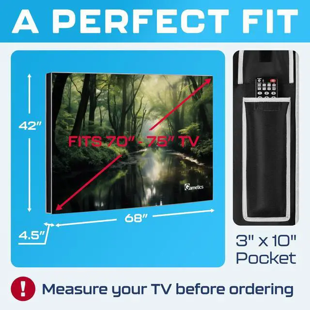 Alt view image 2 of 5 - Garnetics Outdoor TV Cover 75 Inch Waterproof, Weatherproof TV Enclosures with Smart Shield Screen Protectors, Ideal for Outdoor Use, Moving, and Storage - Forest