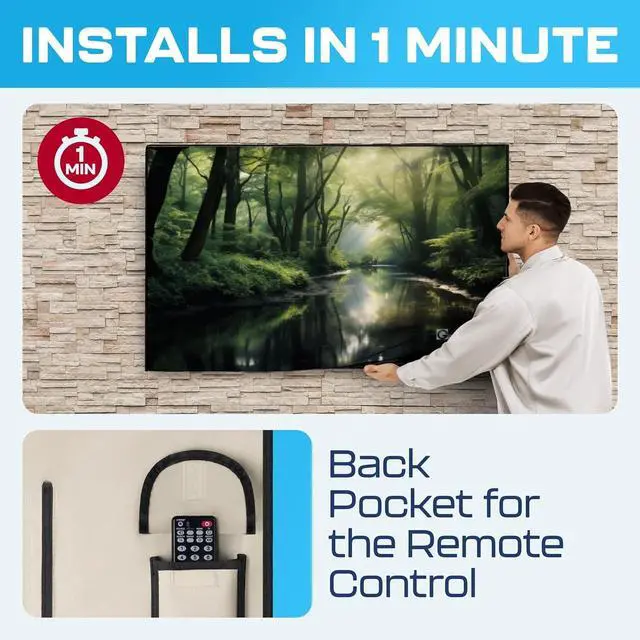Alt view image 3 of 5 - Garnetics Outdoor TV Cover 75 Inch Waterproof, Weatherproof TV Enclosures with Smart Shield Screen Protectors, Ideal for Outdoor Use, Moving, and Storage - Forest