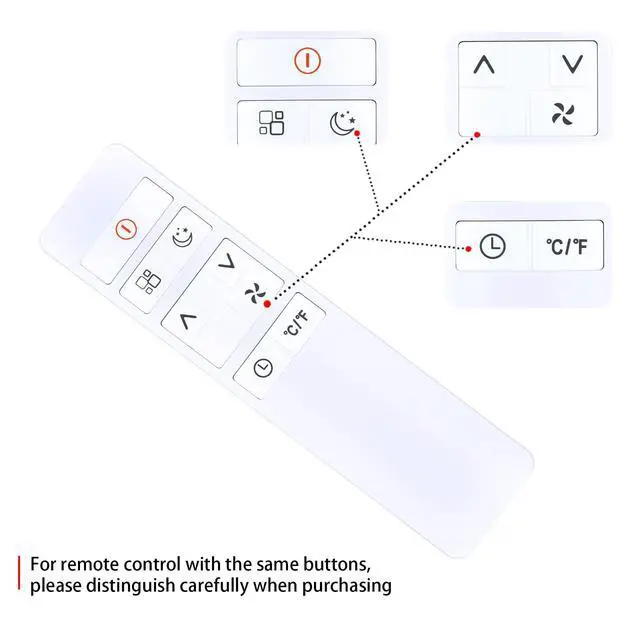 Alt view image 3 of 5 - RYQIF Replacement Remote Control fits Black+Decker Portable Air Conditioner BPACT05SM