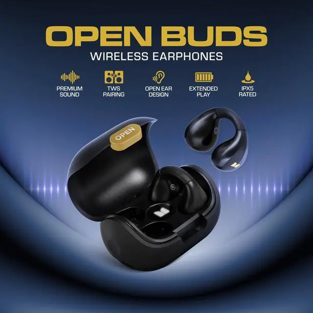 Alt view image 3 of 5 - Monster Open Ear Wireless Earbuds, Bluetooth 5.4 Clip-On Earphones with Charging Case, Open Ear Design for Awareness, IPX5 Waterproof, Built-in Mic, Premium Sound, 5 Hour Playtime