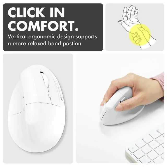 Alt view image 2 of 5 - X9 Performance Wireless Vertical Ergonomic Mouse - (BT + 2.4Ghz) - Click in Comfort - Up to 4000 DPI, 6 Button, Rechargeable - Bluetooth Ergonomic Vertical Mouse Wireless - for Mac and P