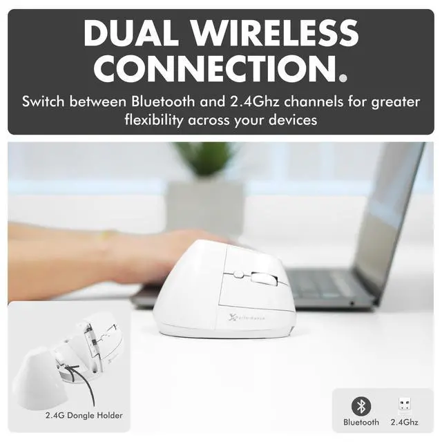 Alt view image 4 of 5 - X9 Performance Wireless Vertical Ergonomic Mouse - (BT + 2.4Ghz) - Click in Comfort - Up to 4000 DPI, 6 Button, Rechargeable - Bluetooth Ergonomic Vertical Mouse Wireless - for Mac and P