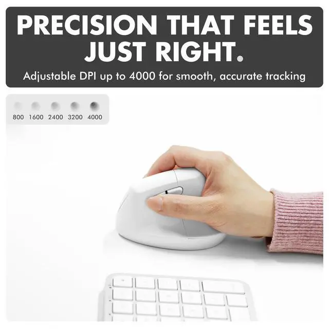 Alt view image 5 of 5 - X9 Performance Wireless Vertical Ergonomic Mouse - (BT + 2.4Ghz) - Click in Comfort - Up to 4000 DPI, 6 Button, Rechargeable - Bluetooth Ergonomic Vertical Mouse Wireless - for Mac and P