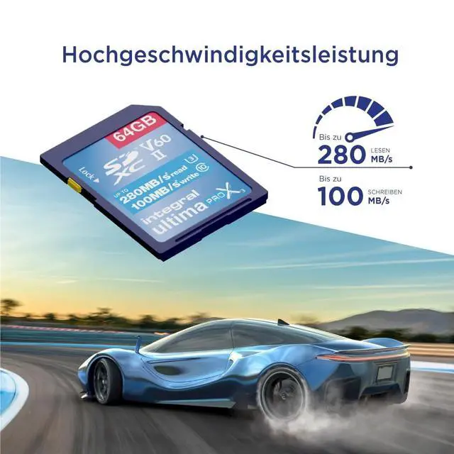 Alt view image 3 of 5 - Integral 64GB UHS-II SD Card V60 Up to 280MBs Read and 100MBs Write Speed 1733X SDXC Professional High Speed Memory Card