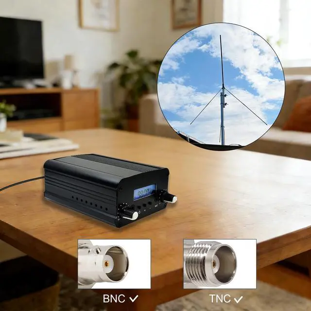 Alt view image 4 of 5 - FM Broadcast Antenna GP100 1/4 Wave 87-108MHz High Gain 3dBi Omnidirectional Outdoor Antenna with Ground Plane 32ft Cable TNC BNC Connector for 0.5W-100W FM Transmitter Stereo Receiver