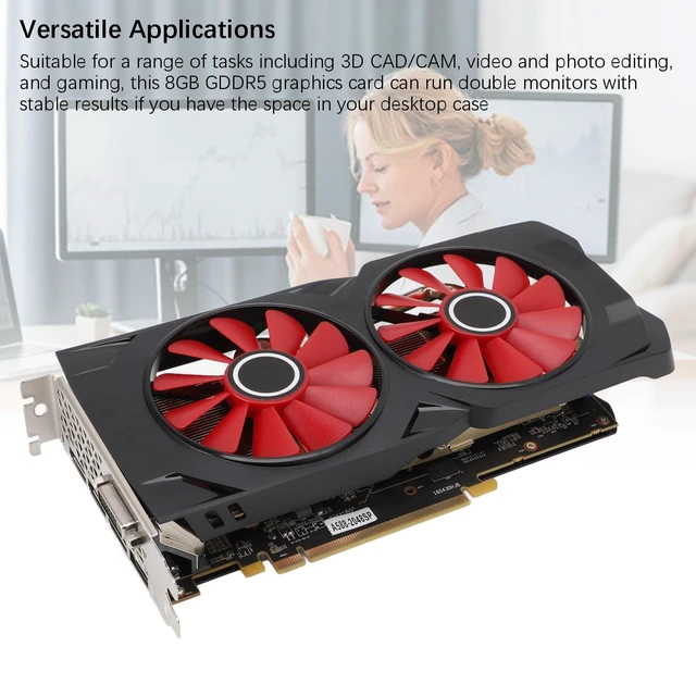 Alt view image 2 of 5 - Denash 8GB GDDR5 Graphics Card Compatible with PCI Express 3.0 x 16,256Bit Computer Video Card with 2 Cooling Fans,Graphics Card for 4k Gaming PC 1080P 3A Games