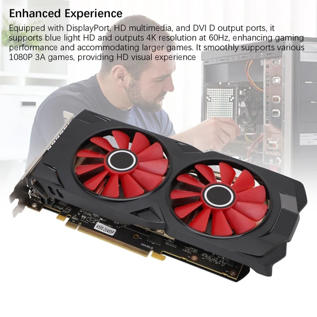Alt view image 4 of 5 - Denash 8GB GDDR5 Graphics Card Compatible with PCI Express 3.0 x 16,256Bit Computer Video Card with 2 Cooling Fans,Graphics Card for 4k Gaming PC 1080P 3A Games