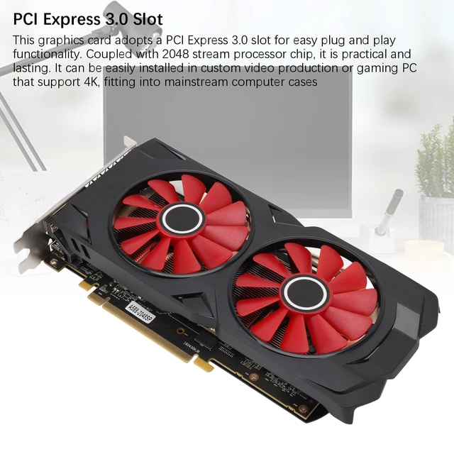 Alt view image 3 of 5 - Denash 8GB GDDR5 Graphics Card Compatible with PCI Express 3.0 x 16,256Bit Computer Video Card with 2 Cooling Fans,Graphics Card for 4k Gaming PC 1080P 3A Games