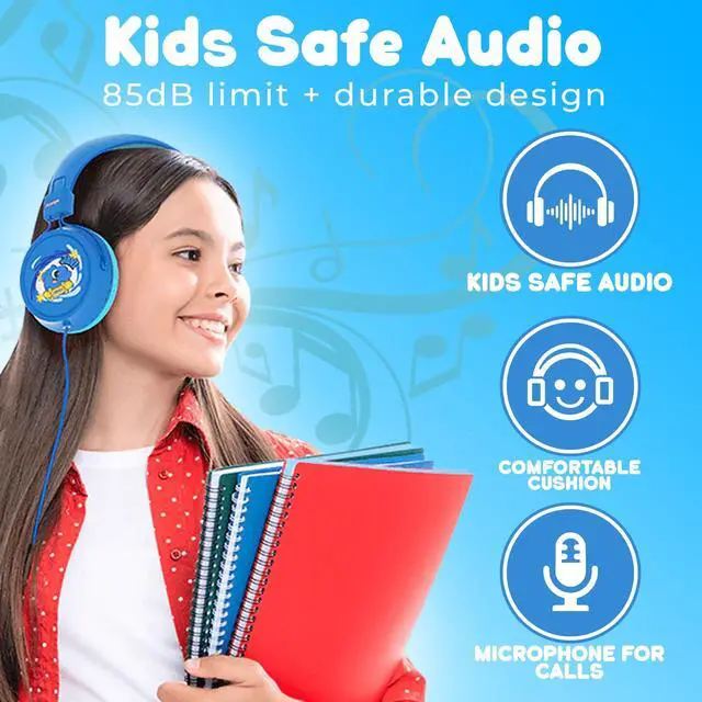 Alt view image 2 of 5 - JellieMons Booma Beats Wired Headphones for Kids, 3.5mm Plug, Fun Characters and Colors, Volume Controls, Great for School (Pink)