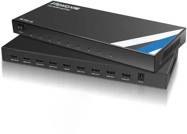 Main image of NEWCARE 4K 1x8 HDMI Splitter 1 in 8 Out, 8 Port Powered Hdmi Splitter, 8 Way HDMI Splitters Support 4K&2K@30Hz 3D for TV Monitor Project, Mirror Splitters for Classroom, Presentation, Exhibition