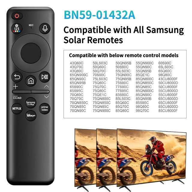 Alt view image 4 of 5 - BN59-01432A Solar Frame TV Remote Control Replacement for Samsung Smart TV with Voice & Rechargeable Solar Cell