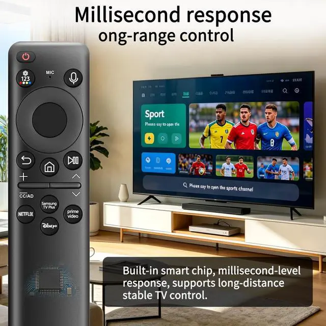 Alt view image 3 of 5 - BN59-01432A Solar Frame TV Remote Control Replacement for Samsung Smart TV with Voice & Rechargeable Solar Cell