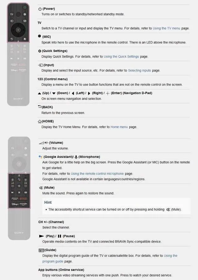Alt view image 4 of 4 - Replacement TV Remote Control Controller for Sony BRAVIA XR-42A90K 42-Inch, XR-48A90K 48-InchXR A90K 4K HDR OLED Smart TV (2022)
