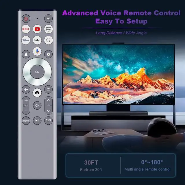 Alt view image 4 of 5 - ERF6E80H Voice Backlight Remote Control Replacement Compatible with HISENSE Smart TV 55U6N 65U6N 85U8N 75U8N 55U8QG 65U7N 65U75N 85U9N 75U75N 75U7N 65U8QG 75U8QG 85U8QG 100U8QG 55U8N 65U8N 100U8N