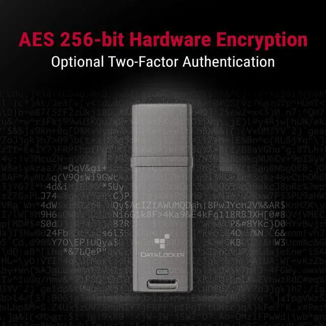 Alt view image 2 of 5 - DataLocker DL GO Encrypted USB Flash Drive ^^ USB 3.2 Gen 1 ^^ AES 256-bit XTS ^^ FIPS 197 ^^ IP68 Rugged ^^ TAA Compliant with USB-C Adapter - 4GB